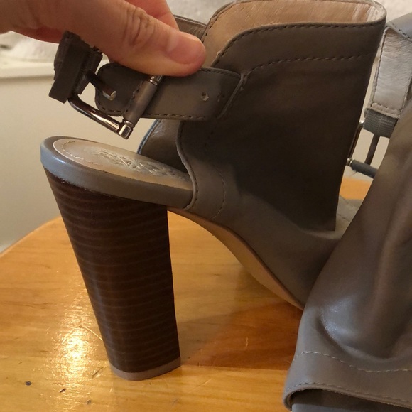 VINCE CAMUTO Grey Leather Peep Toe Booties - Picture 3 of 5